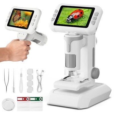 1600X Microscope for Kids, 4K 4.0'' Digital Screen Kids Microscopes with Slide...