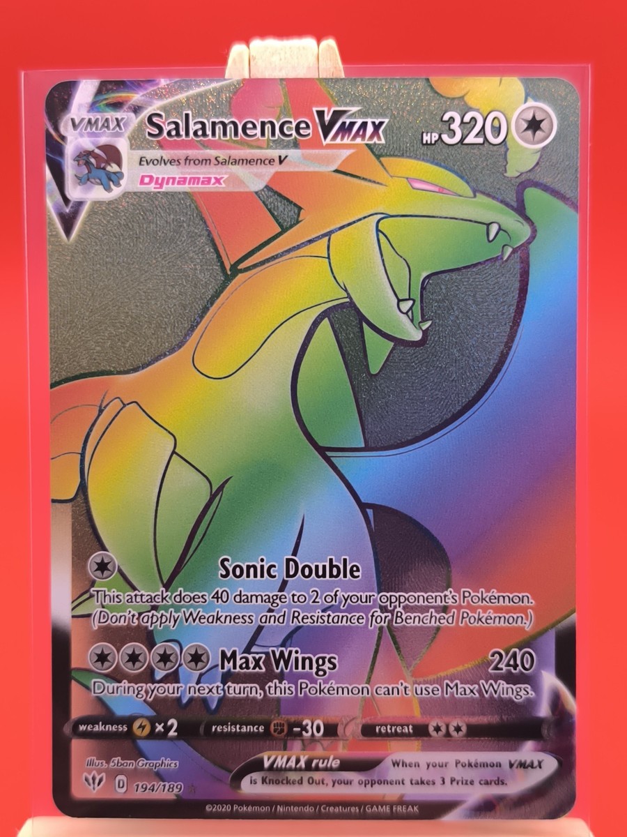 Salamence VMAX 194/189 Darkness Ablaze Rainbow Rare Full Art Pokemon Card  New