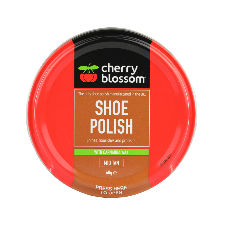 Cherry Blossom Traditional Leather Shoe Boot Polish Shine Wax 50ml - Mid Tan