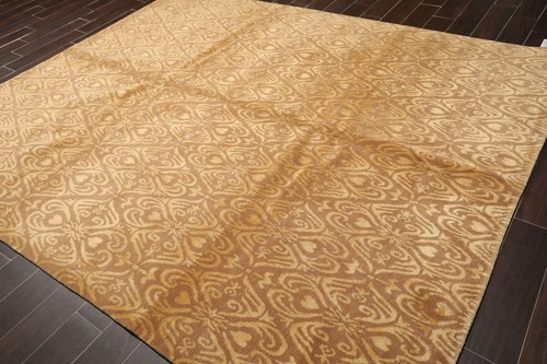 8'x10' Hand Knotted Wool & Silk Tibetan Oriental Area Rug Transitional 8x10 Tan - Picture 3 of 9