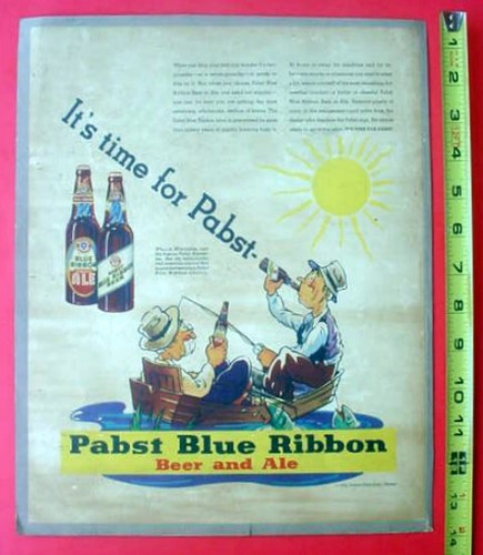 Vintage 1935 Pabst Blue Ribbon Beer Men Fishing Boat Ephemera Color Print Ad - Picture 10 of 12
