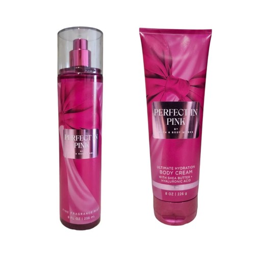 2 NEW BATH & BODY WORKS PERFECT IN PINK Ultimate Hydration Body Cream, 8 OZ+MIST
