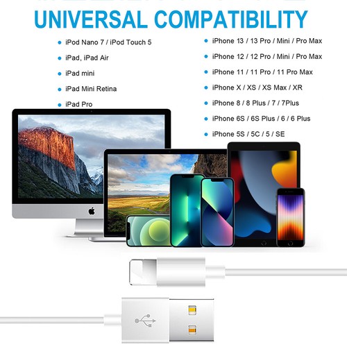 3/6/10ft High Speed Charger Cable Lead USB for iPhone 13 12 11 Pro Max xr xs max - Picture 7 of 14