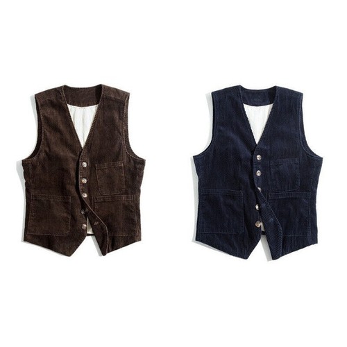 Gilet cargo vintage in velluto a coste uomo tasca monopetto gilet inglese cappotto - Foto 16 di 24