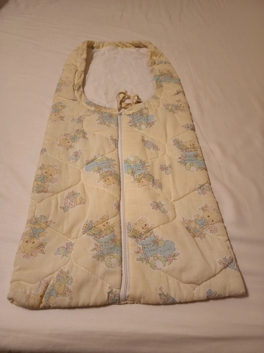 Vintage Baby Sleep Sack Bunting Cover Quilted Blanket Bears Clown Floral