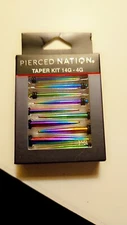 NIP Taper Kit 14G-4G Pierced Nation Matalic Hyrographic Colors Body Jewerly 