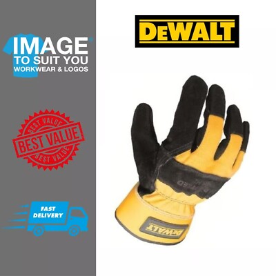 DeWalt Rigger Work Gloves Premium Double Leather Palms Rubberised Cuffs  DPG41L 674326273754 UK