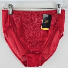  32 Wacoal 841186 Small Retro Chic Hi-Cut Chantilly Lace Bikini Red Sheer Dot