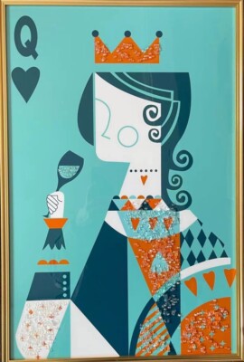Gerahmtes funkelndes blaues Queen Wandbild mit Kristalloptik Frontglasscheibe
