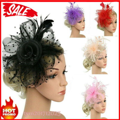 Women\'s Tea Party Fascinator Hat with Flower Feather Accents Headband Yeetfub Fascinated Hat Headband Hats for Women Hat for Women  main image 2
