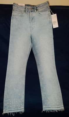 H&M  ''Vintage Slim'' Jeans Sz. 25 NWT Pearls all over the front $59.99 tag price
