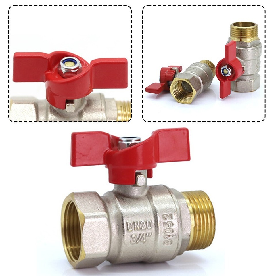 Messing Gartenschlauch Absperrventil 3/4" GHT Auf NPT – Kugelhahn Mit Langem Griff, Inkl. Dichtungen