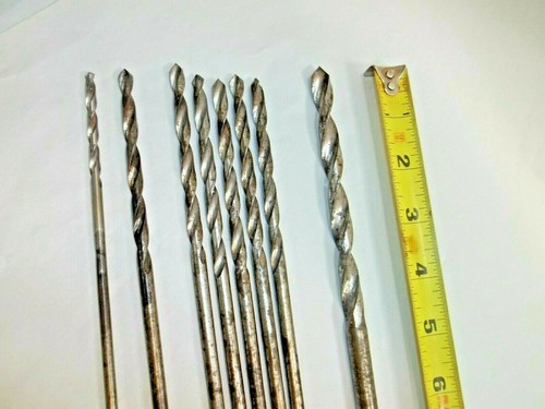 (8) Extra Long Drill Bits, (1) 3/8", (5) 1/4" & (1) .182", straight shank Diam. - Picture 3 of 3