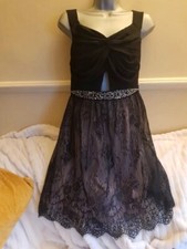Little Mistress Black Dress with Lacy Skirt Size 10 Excellent Condition