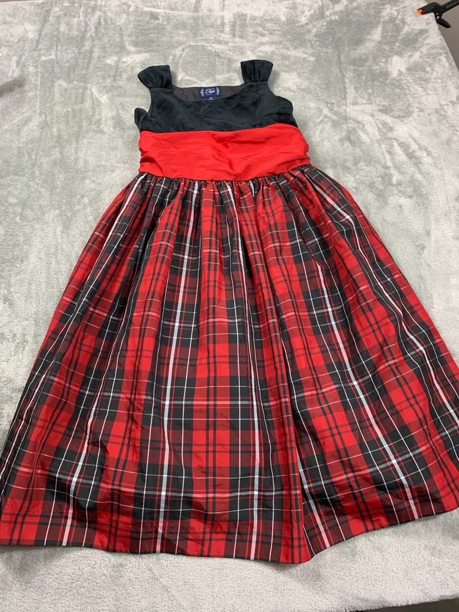 Chaps Sheath Midi Dress Girl 10 Multicolor Plaid Round Neck Sleeveless  Pullover
