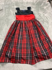 Chaps Sheath Midi Dress Girl 10 Multicolor Plaid Round Neck Sleeveless Pullover