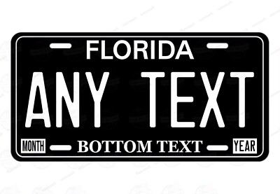 Custom Text Black White Personalized License Plate Tag Auto Bike ATV Keychain