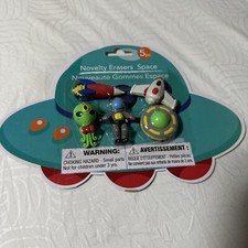 Novelty Erasers Space 5 Pieces Alien, Astronaut, Space Shuttle, Rocket, Flying S