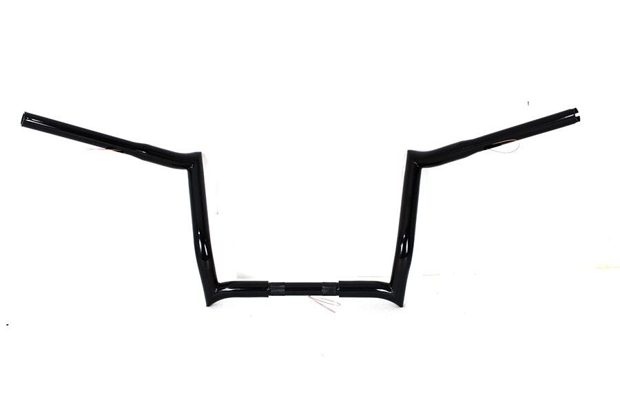 Black 12 inch Z-Bar 1-1/4 Handlebar without Indents Harley