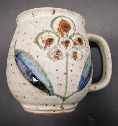 Vintage Mid Century Modern Otagiri Japan Pottery Mug Floral Matte Design 10 oz