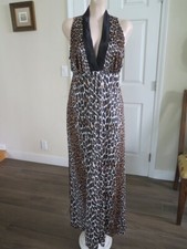 Vintage VANITY FAIR Leopard Nightgown Sleeveless Antron Nylon Deep Cleaveage 36
