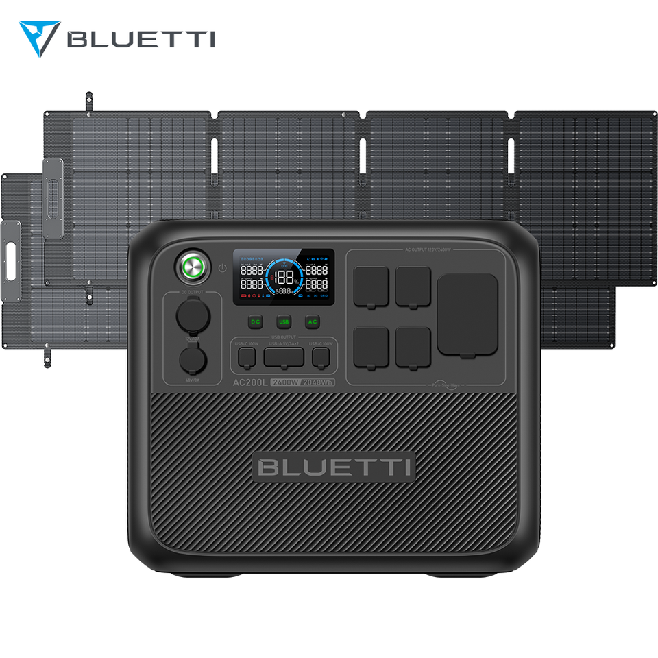 BLUETTI AC200L 2400W 2048Wh Portable Power Station+200W/350W Solar ...