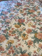 Vtg Robert Allen Floral sateen cotton McMillen 1989 7 yds 55" peach green dupont