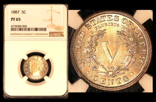 1887 5C PR65 NGC-Liberty Nickel