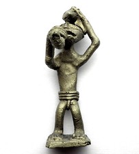 BRASS AFRICAN ASHANTI AKAN GOLD WEIGHT 1700-1900 AD Tribal Man Figure 30.6g No25