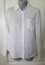 Women's Top Blouse Button Front Creme Off White Attention XS L Large NWT NEW $20