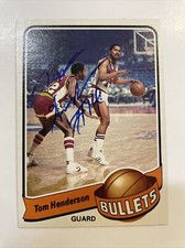 Tom Henderson Autographed 1979 Topps Card #18 Washington Bullets A-356