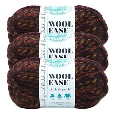 (3 Pack) Lion Brand Yarn 640-622D Wool-Ease Thick & Quick Bulky Yarn, Harvest