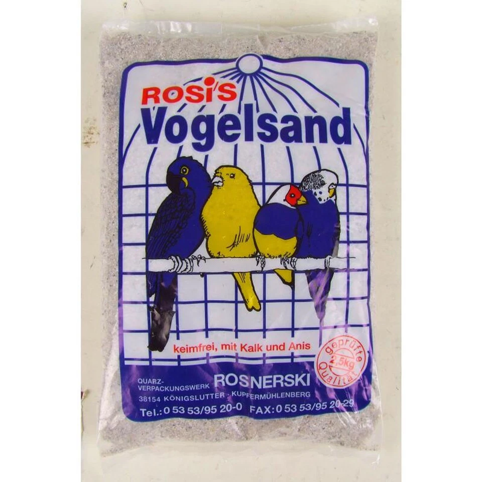 ROSI`S 10x Rosi´s Vogelsand 2,5kg Weiß Kalk Anis Haustier Vogelkäfig Einlage Keimfrei