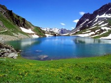Landscape lake mountains spring Custom Gaming Mat Desk