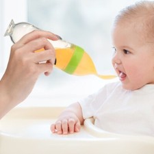 Silicone Feeding Spoon Bottle Newborn Baby Training Drink Spoon Tableware