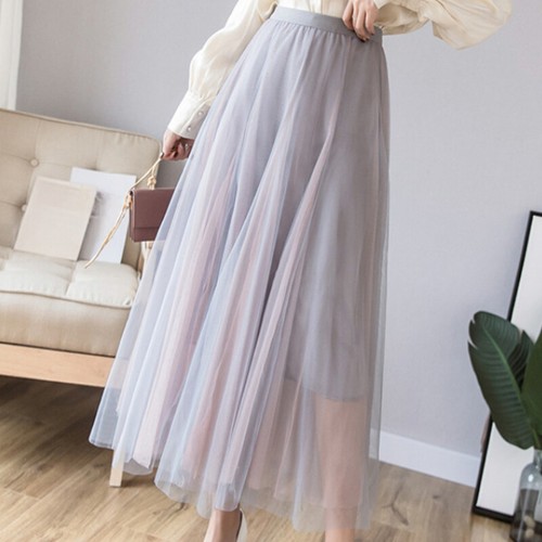 Damen Mehrlagig Netz Rock Netzgewebe Tüll Elastisch Hohe Taille A-Linie Fairy - Bild 5 von 14