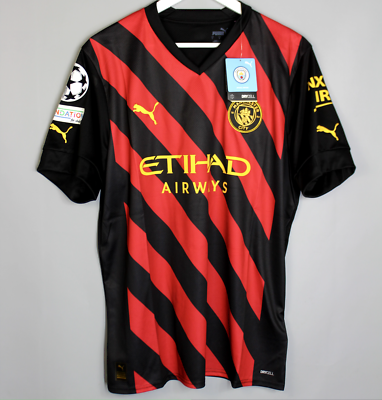 MANCHESTER CITY 2022 2023 AWAY FOOTBALL SHIRT JERSEY UCL #10