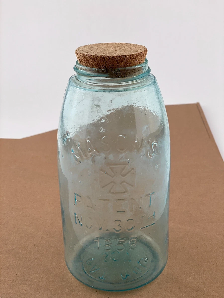 Vintage Mason's Patent Nov 30th 1858 1/2 Gallon Glass Jar 10