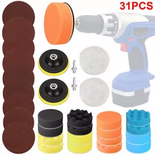 31PCS Car Buffing Pad Polishing Sponge Buffer Waxing Foam Polisher Kit for Drill