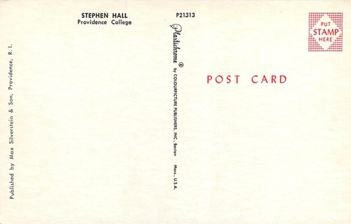 Providence College Stephen Hall Rhode Island RI Postcard - Picture 2 of 2