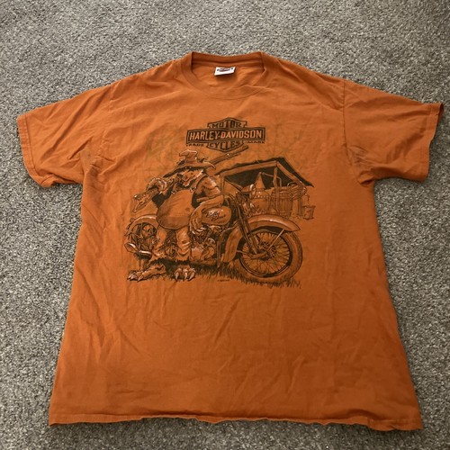 Harley Davidson Billy Bear Orange Graphic Tee Men's T-shirt L
