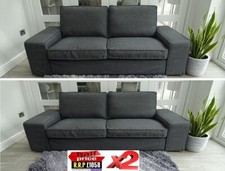 RRP:£1058 2xIKEA KIVIK TWO SEAT SKIFEBO DARK GREY MATCHING FABRIC SOFA SUITE DFS