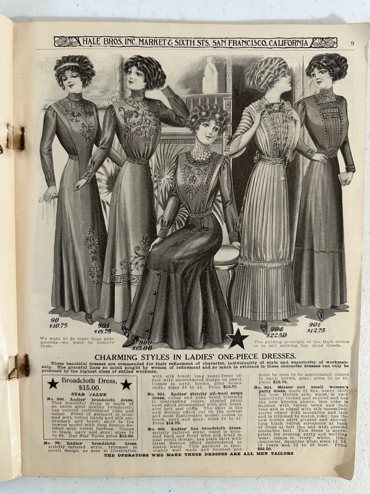 1911 clothing catalogs 3 San Francisco New York clothes Hale's Weinstock costume