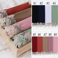 Muslim Lace Hijab Scarves Premium Chiffon Shawls Islamic Soft Turban Head Wraps