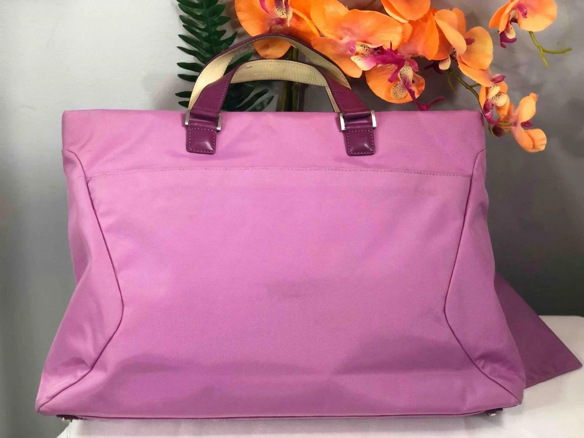 TUMI Purple Ballistic Nylon with Leather Trims Cargo Tote Bag