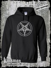Baphomet Pentagram Hoodie / Satanic Church Evil Rock Metal Occult Goat Skull 666