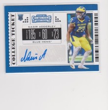 NASIR ADDERLEY DELAWARE UNIVERSITY 2019 CONTENDERS CERTIFIED AUTOGRAPHED CARD