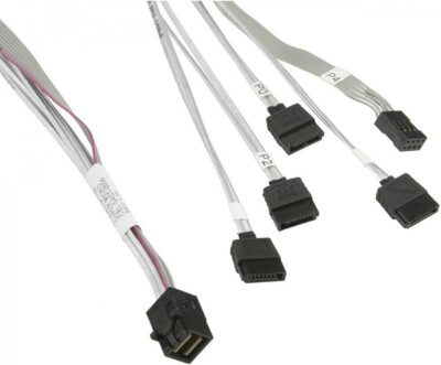 SuperMicro CBL-SAST-0556 Mini SAS HD SFF-8643 to 4 SATA, 90/90/75/75cm w/75cm SB