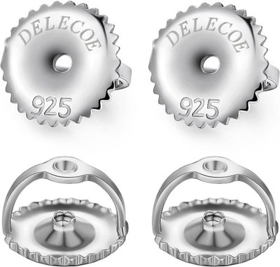 2-Pairs Screw Earring Backs for Threaded Post .032''/0.8Mm,18K Gold Plated Sterli