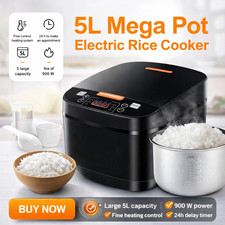 5L Electric Rice Cooker 1000W Multi-Function Steamer Non-Stick Pot 24H Keep Warm